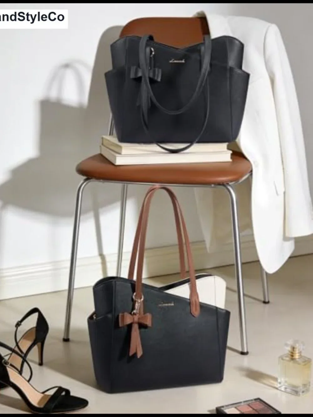 Structured PU Leather Satchel Tote Purse for Women, Fits 11